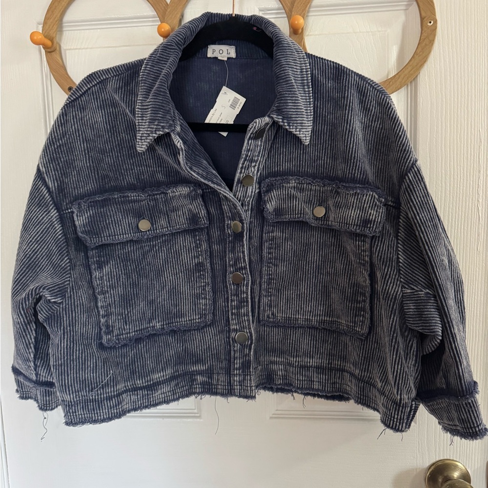 POL Women's Dark Blue Corduroy Jacket